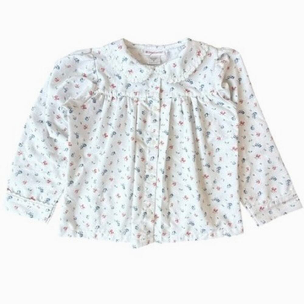 American Girl Emily Pajama Top for Girls M Retired White Floral Vintage 2006 Y2K